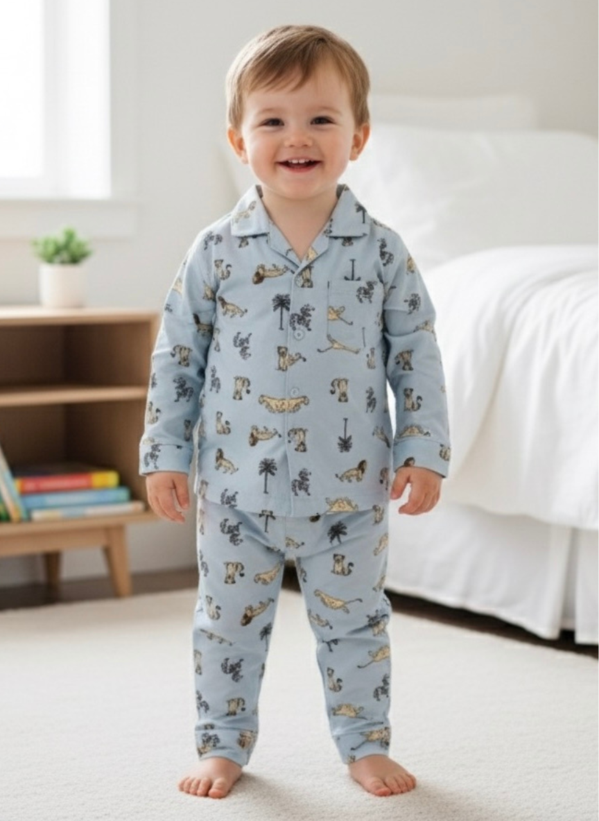 Boys Light Blue Cotton Night Suit