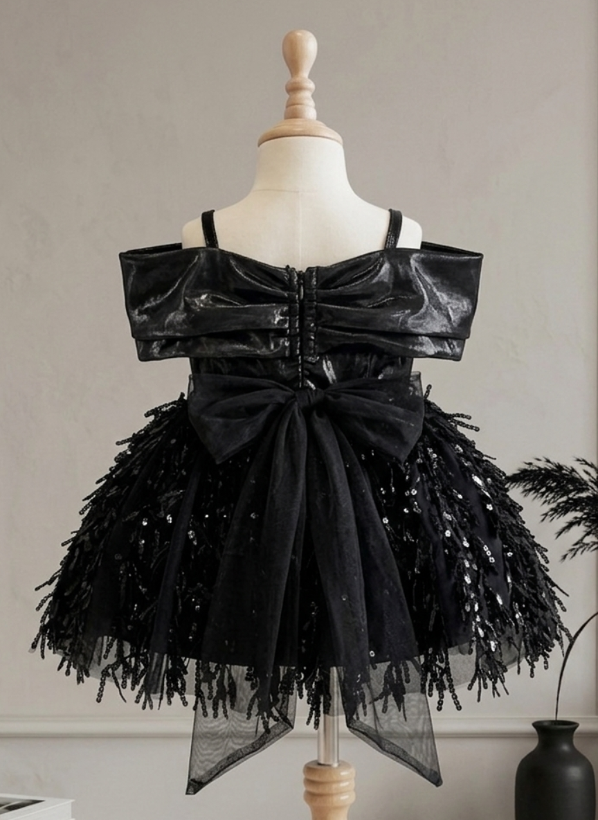 Black Sequin Party Dress for Baby Girls (0-6M)