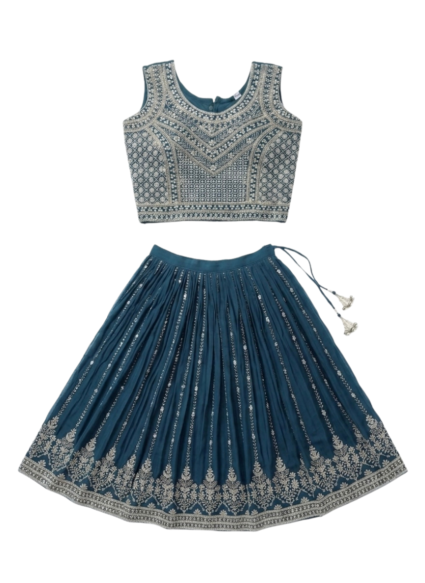 Teal Ethnic Lehenga Set (5–9 Years)