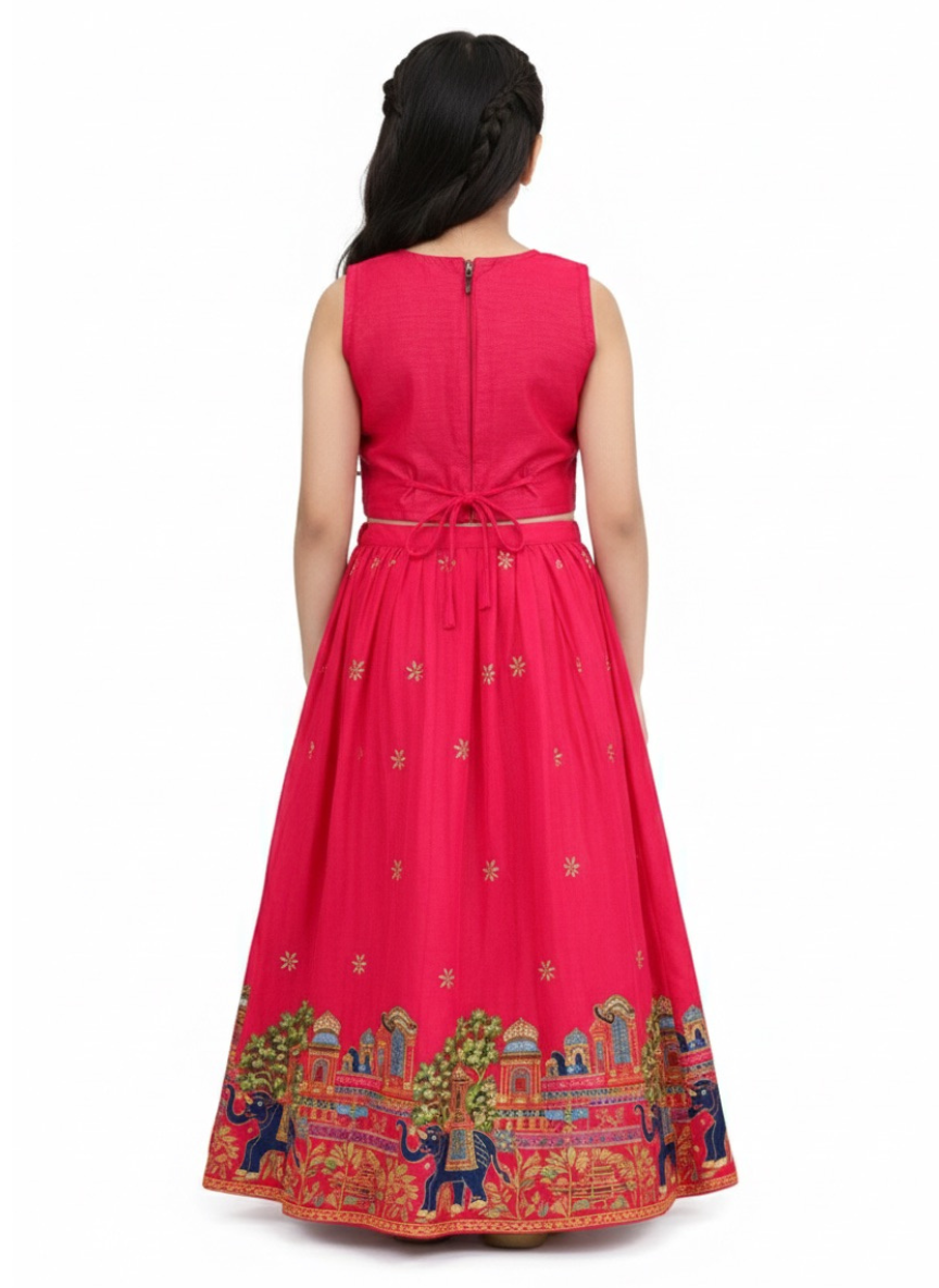Pink Jaipuri Lehenga Set (5–7 Years)