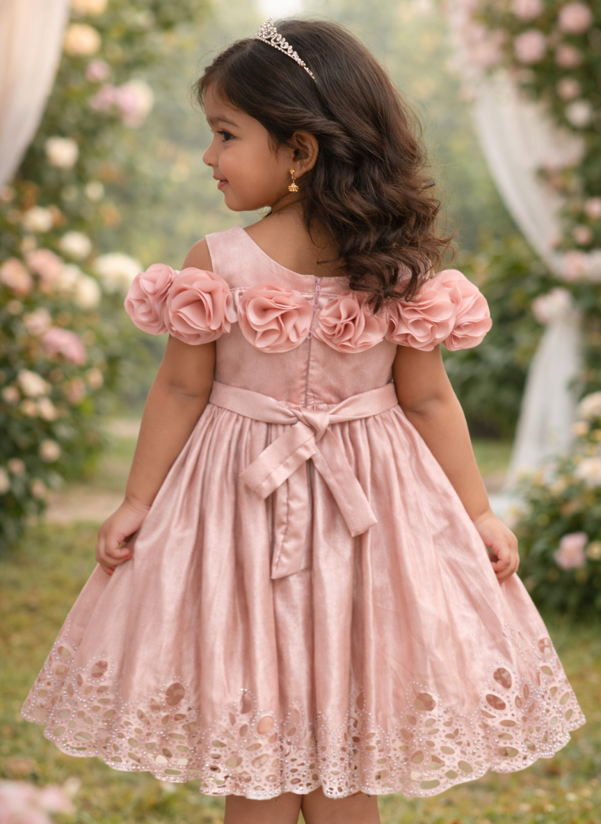 Pink Floral Party Dress (5–7 Years)