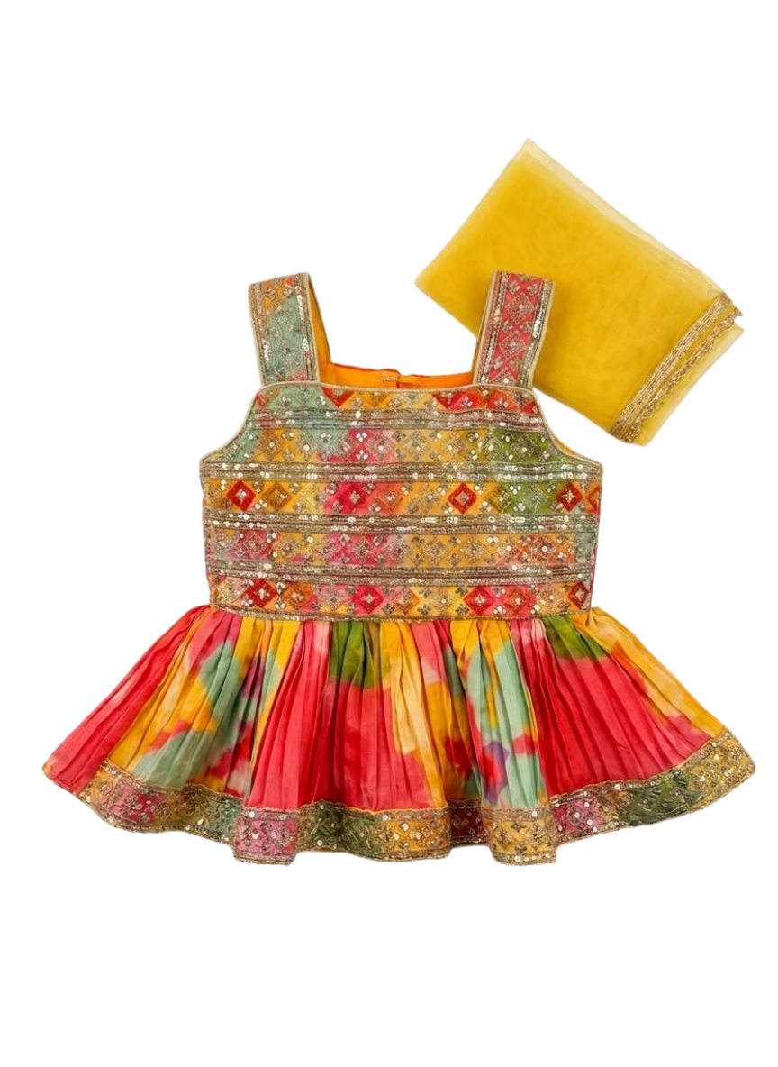 NB Orange Farshi Salwar Set (0–1 Year)