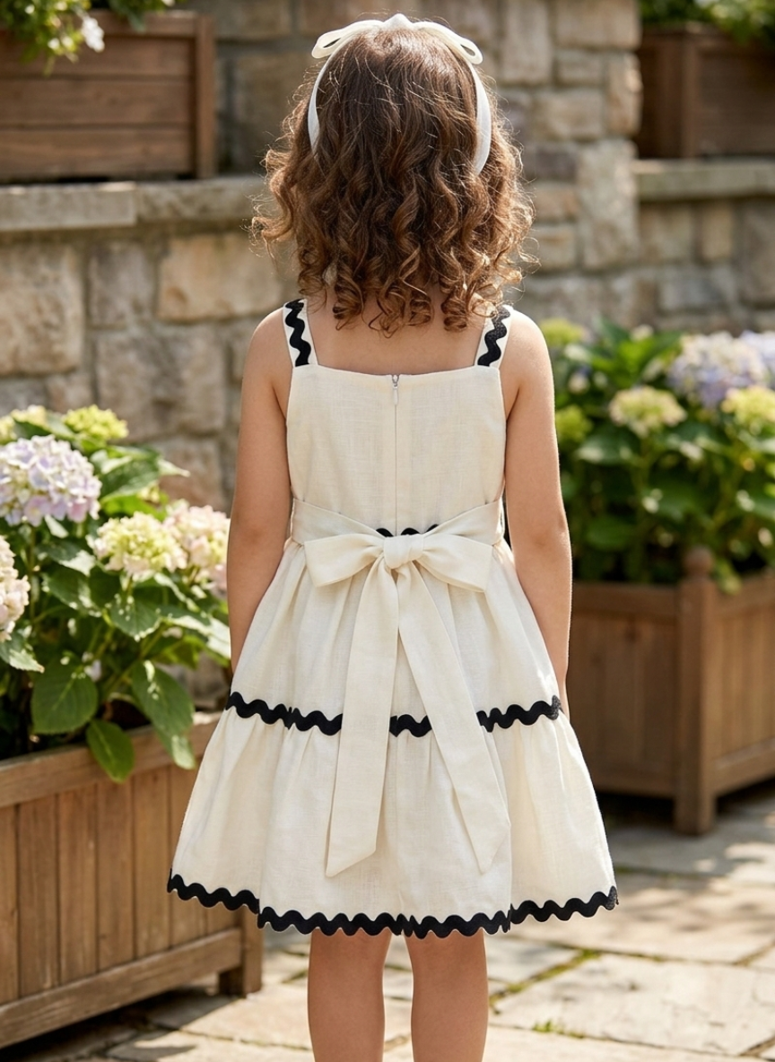 Girls White Linen Frock
