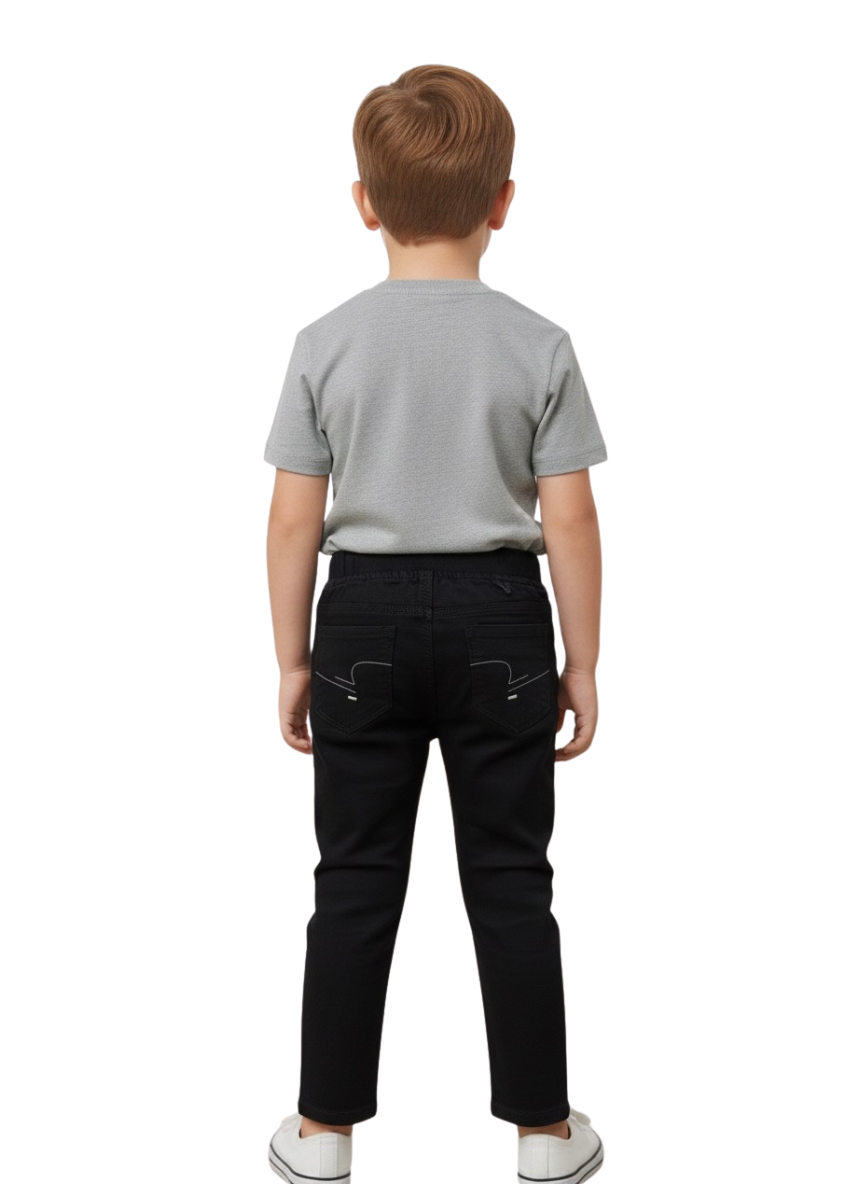 Boys Black Denim Joggers