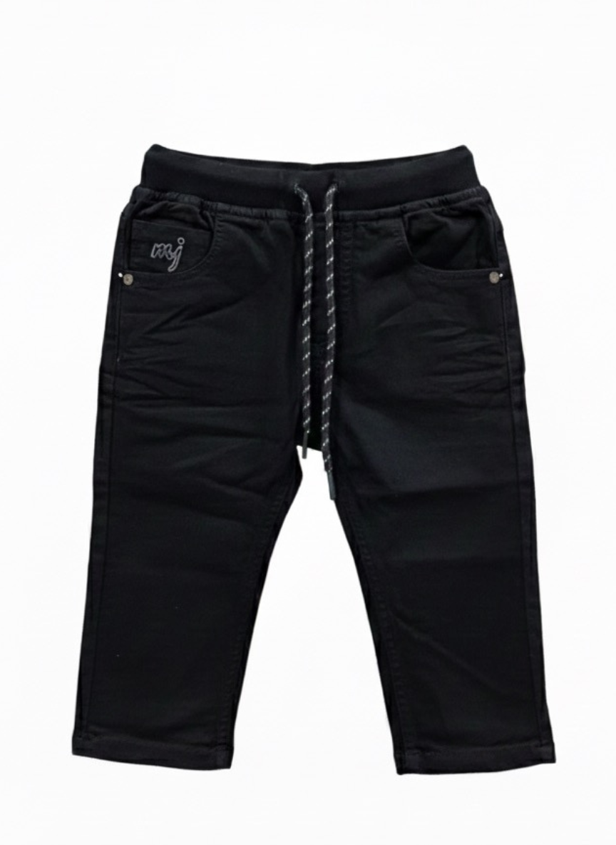 Boys Black Denim Joggers