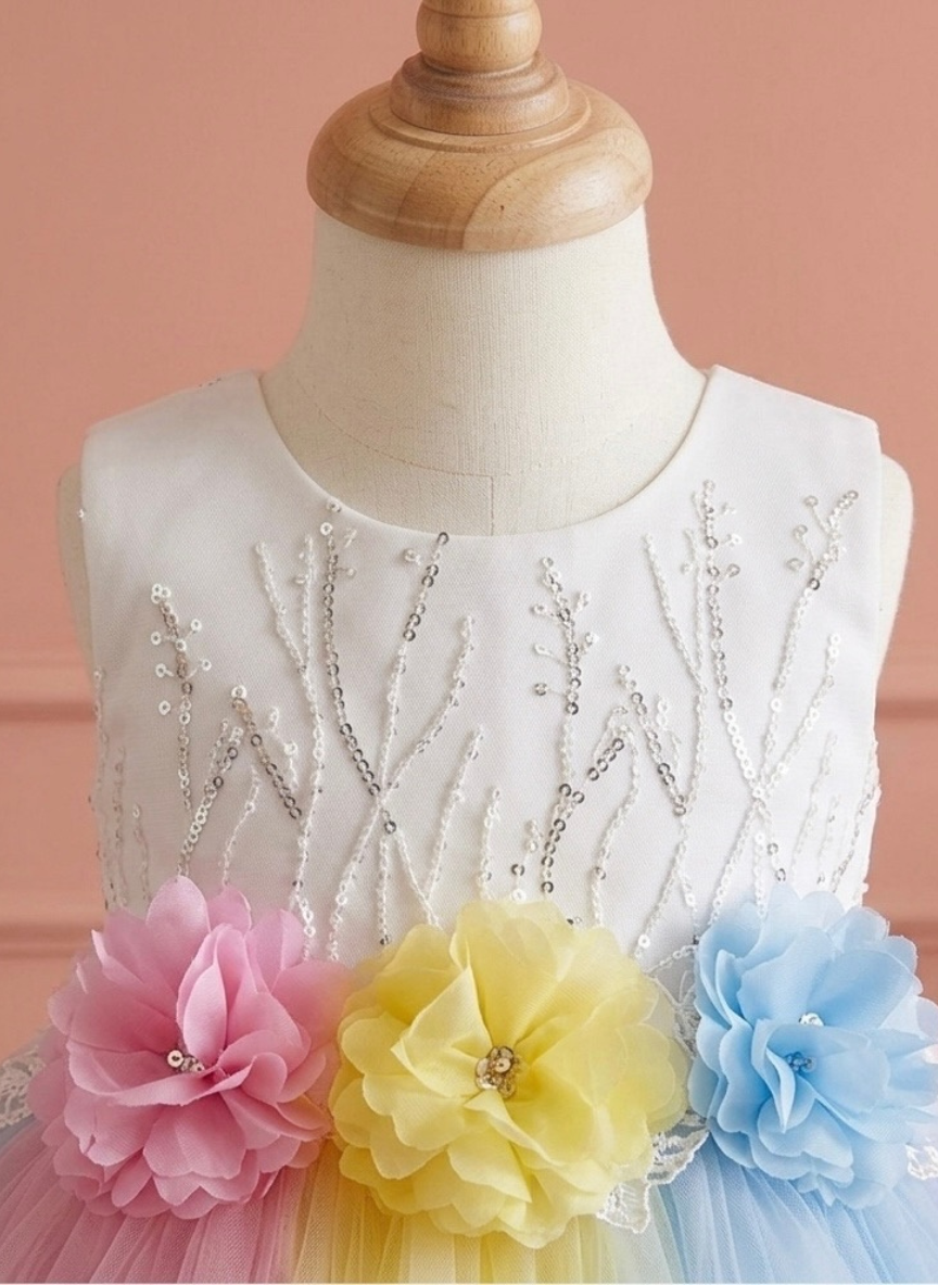 White Unicorn Party Dress (1–7 Years)