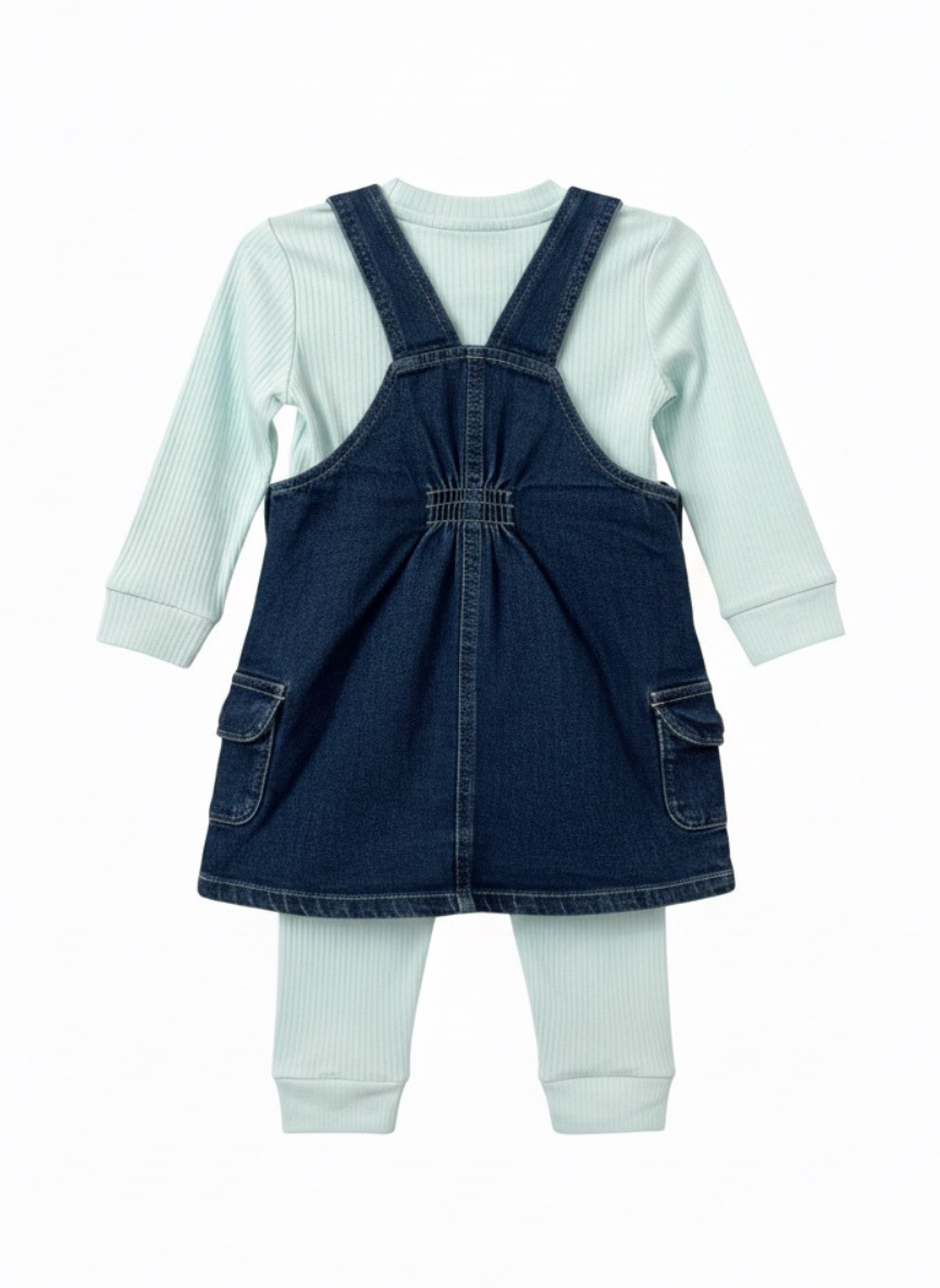 Kids Light Blue Denim Dungaree Set