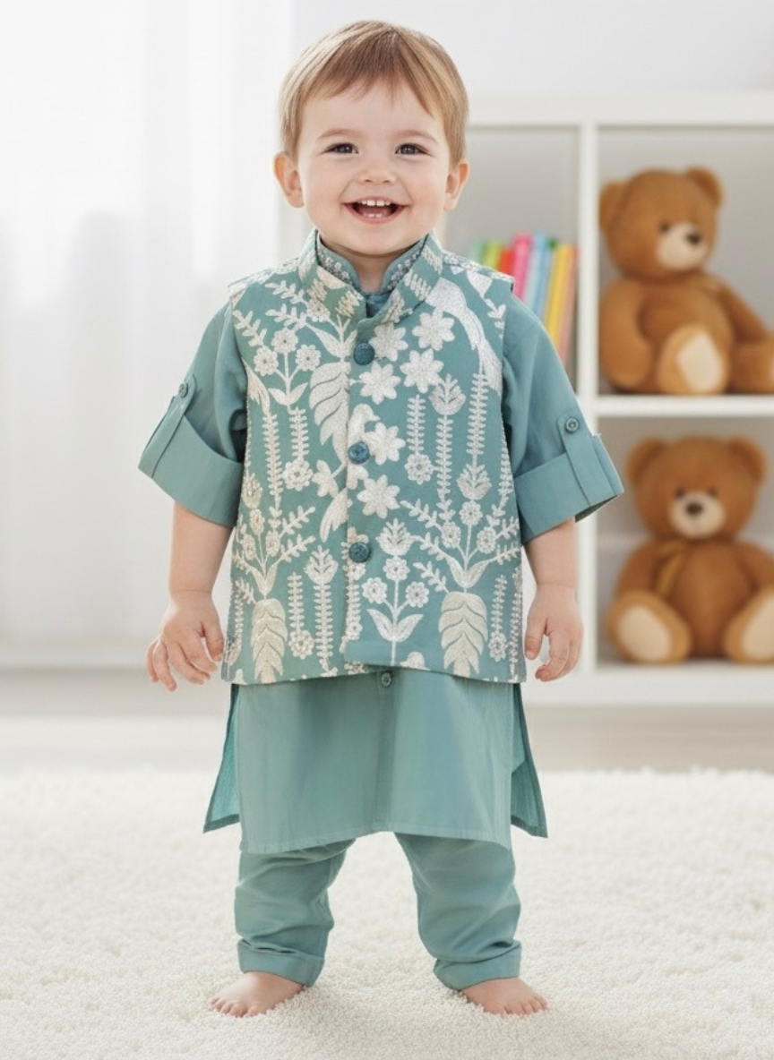 Boys Green Kurta Set