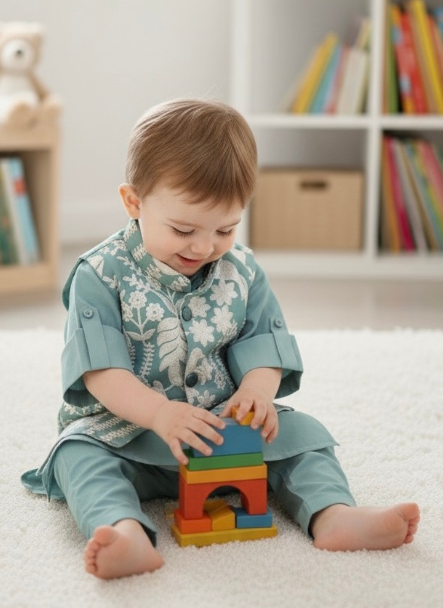 Boys Green Kurta Set