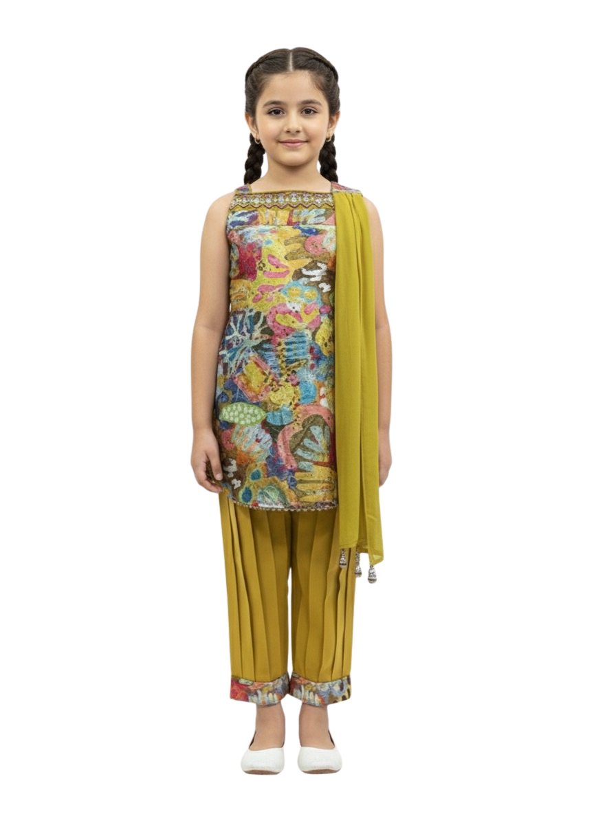 Girls Yellow Farshi Salwar Suit