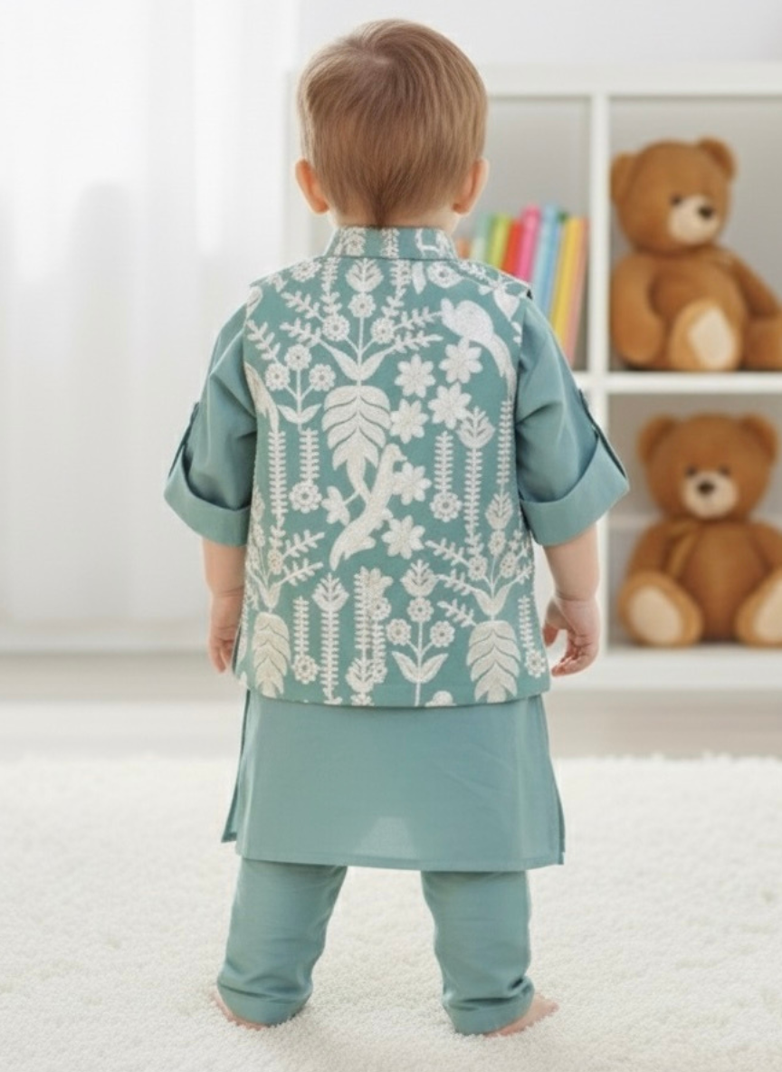 Boys Green Kurta Set