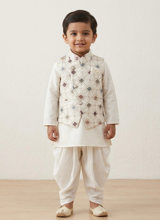 White Ethnic Kurta Set