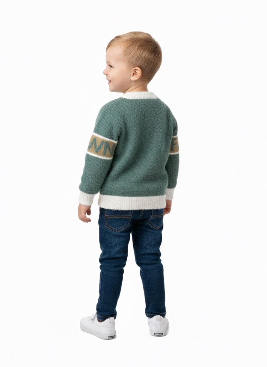 Hair Green Fur Winter Sweater for Kids