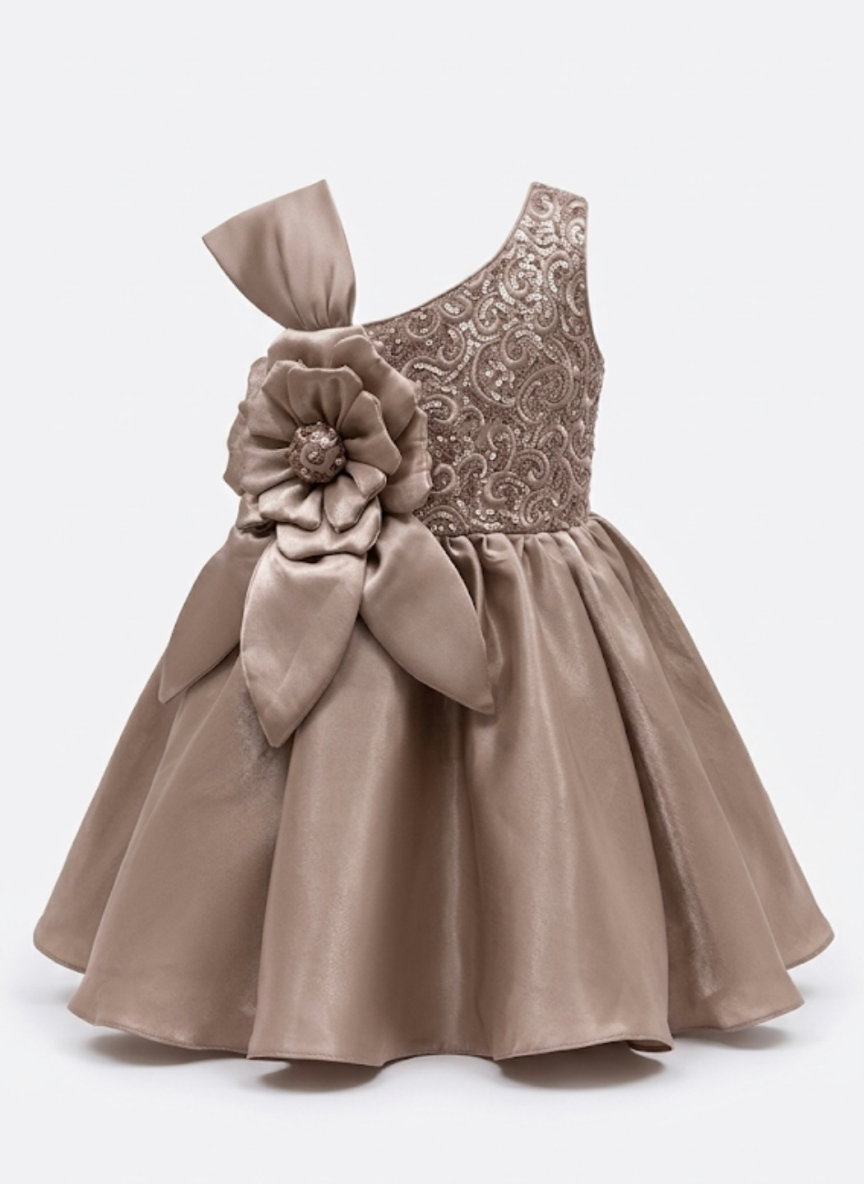 Brown Floral Party Dress (1–2 Years)
