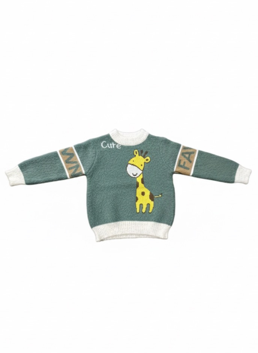 Hair Green Fur Winter Sweater for Kids
