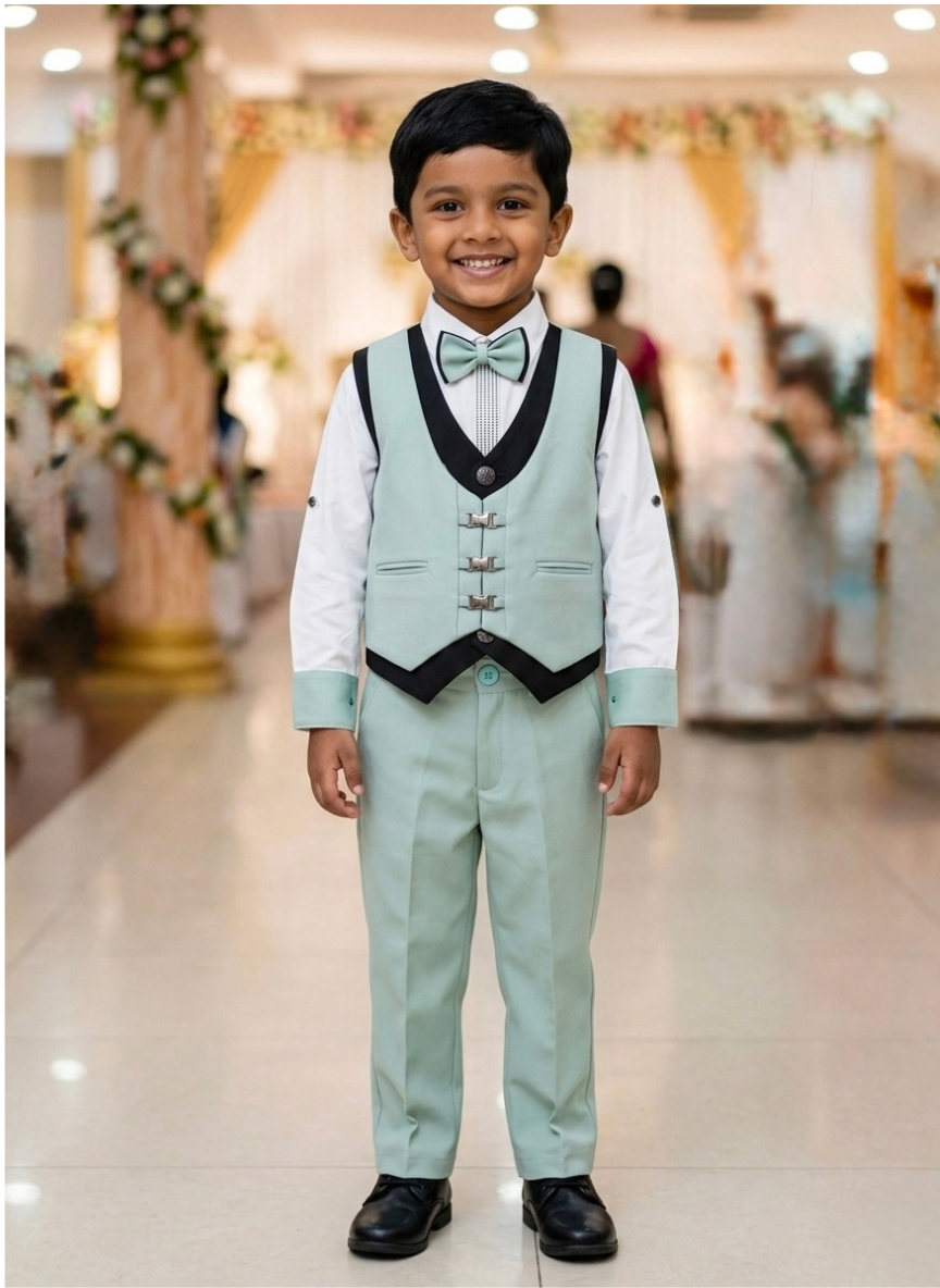 Light Green Waistcoat Set