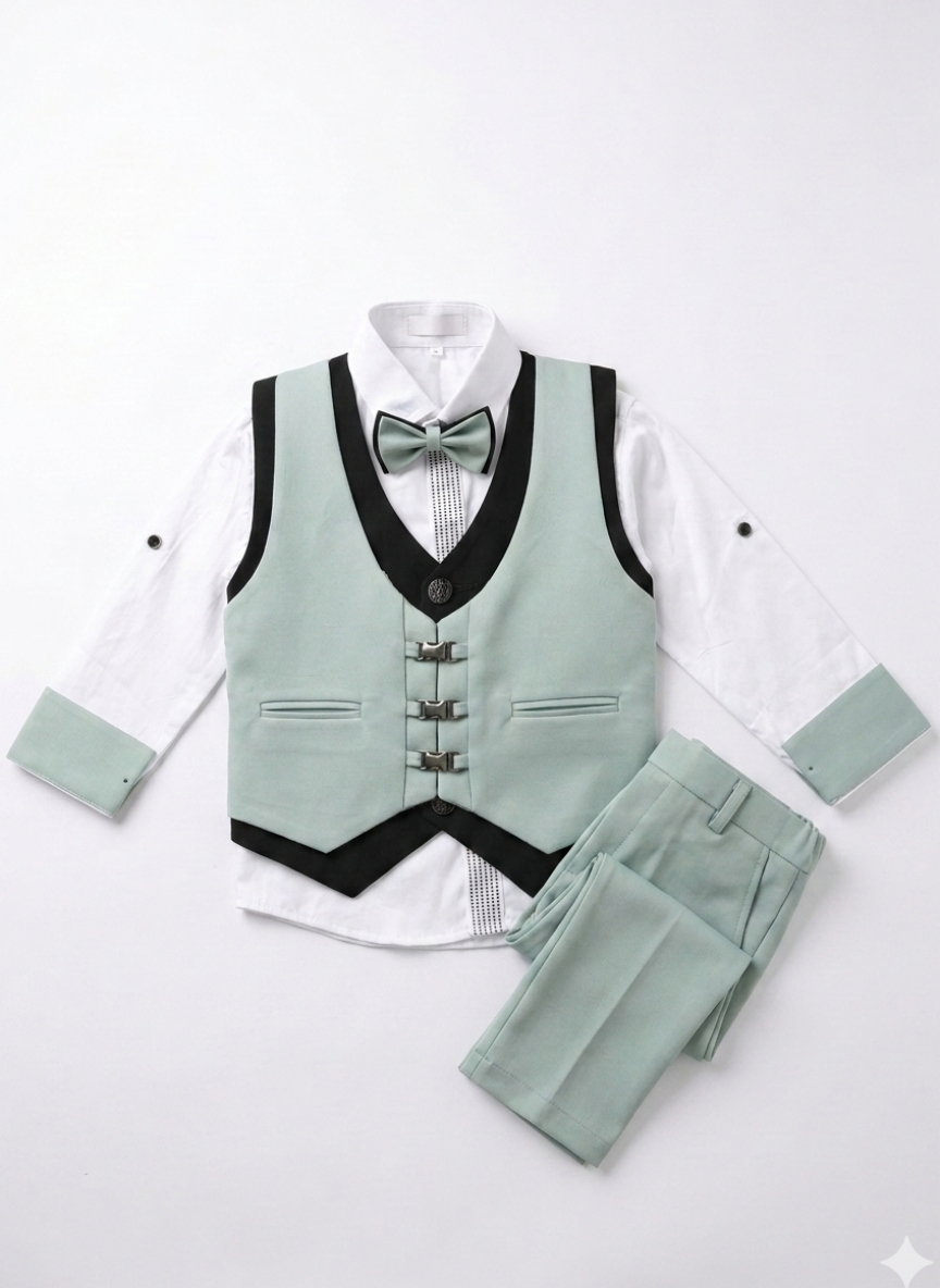 Light Green Waistcoat Set