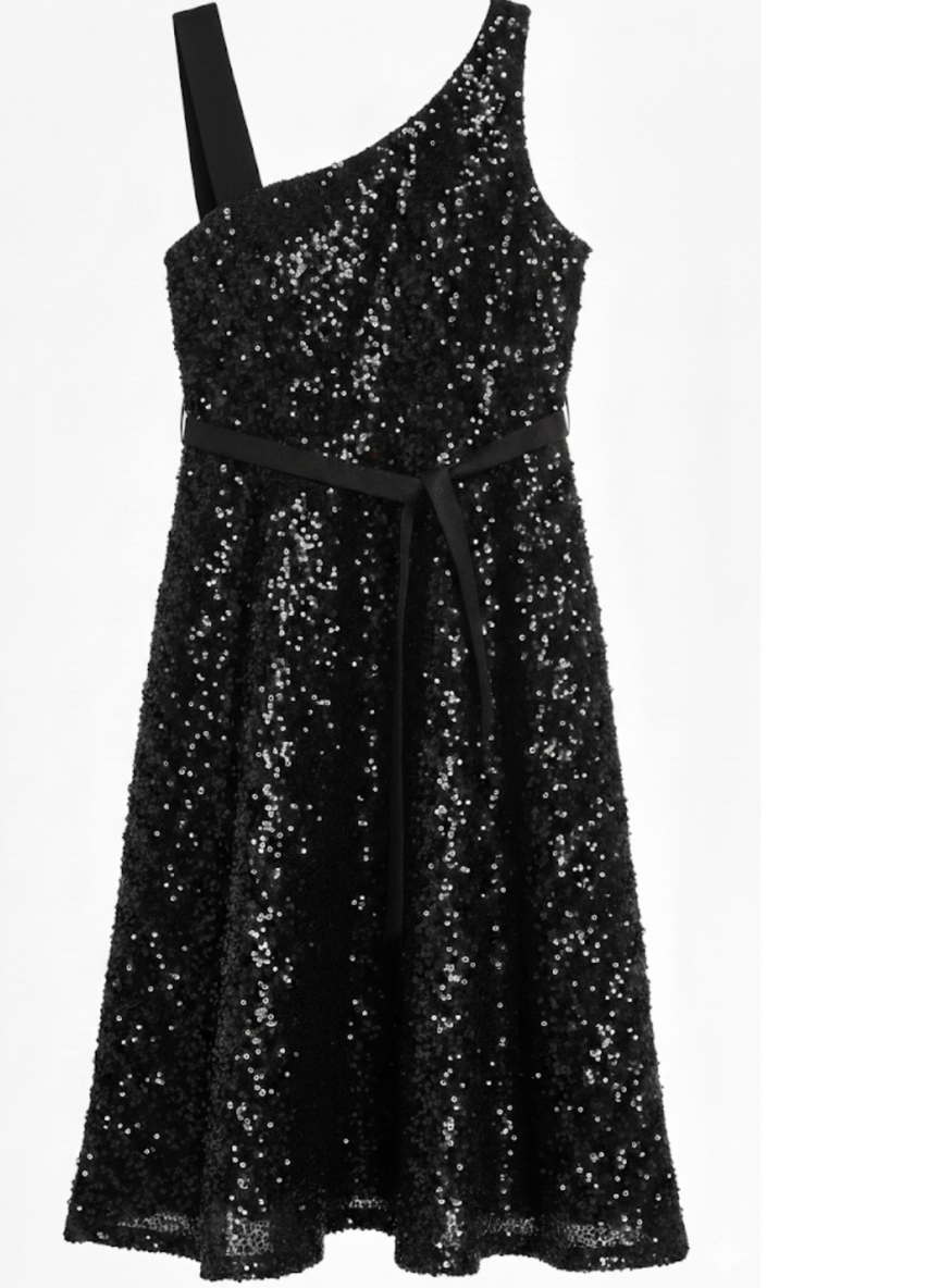 Black Velvet Sequin Gown with Sling Bag