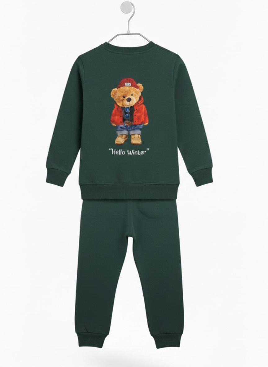 Boys Dark Green Cotton Track Suit