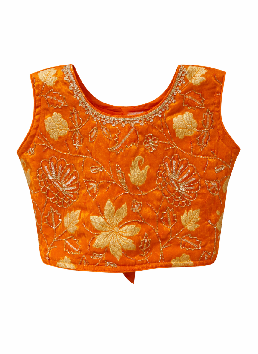 Orange Ethnic Lehenga Set (5–9 Years)
