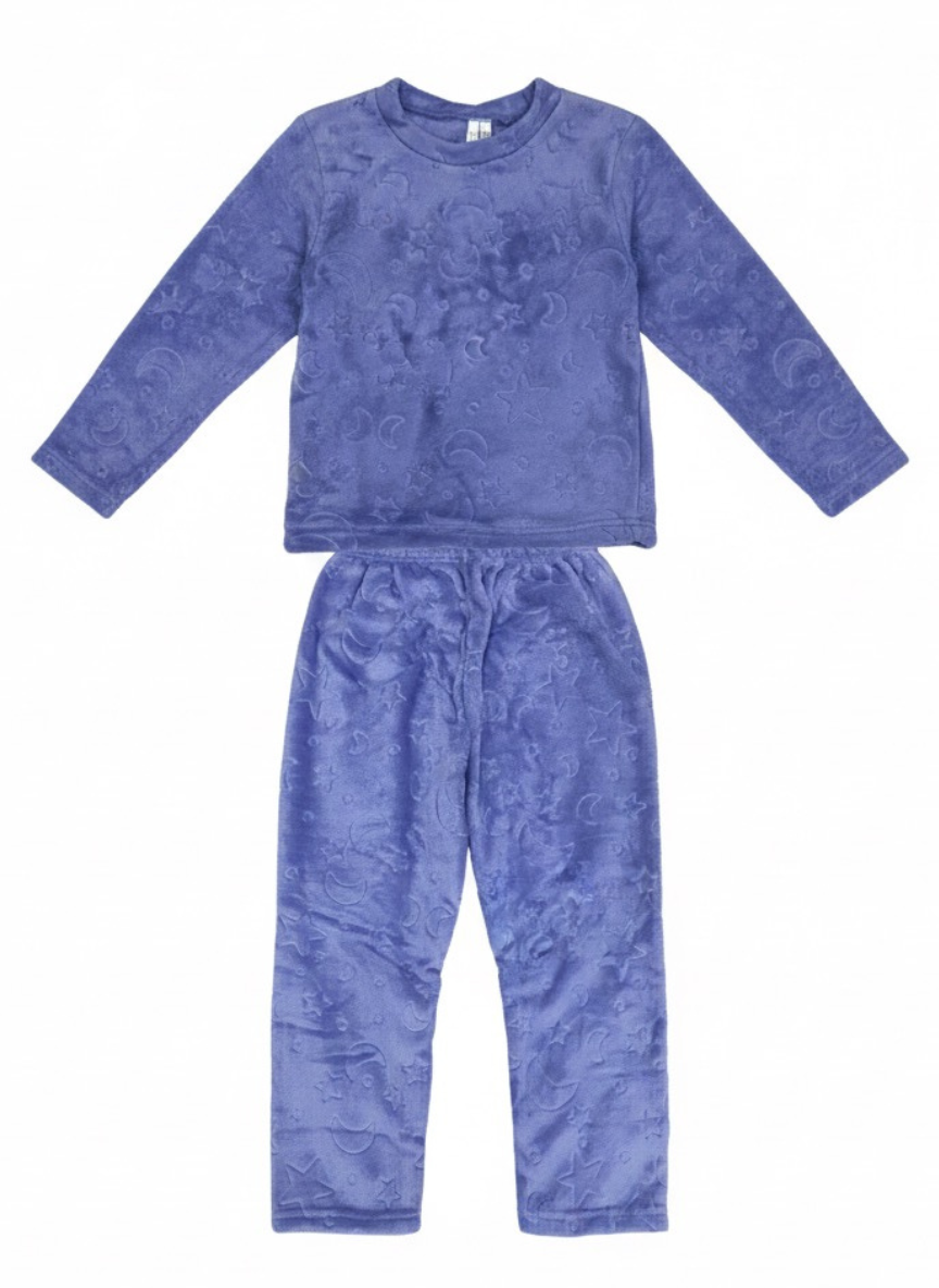 Blue Velvet Night Suit Set for Kids