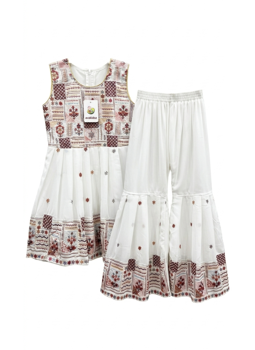 White Sharara Set (10–12 Years)