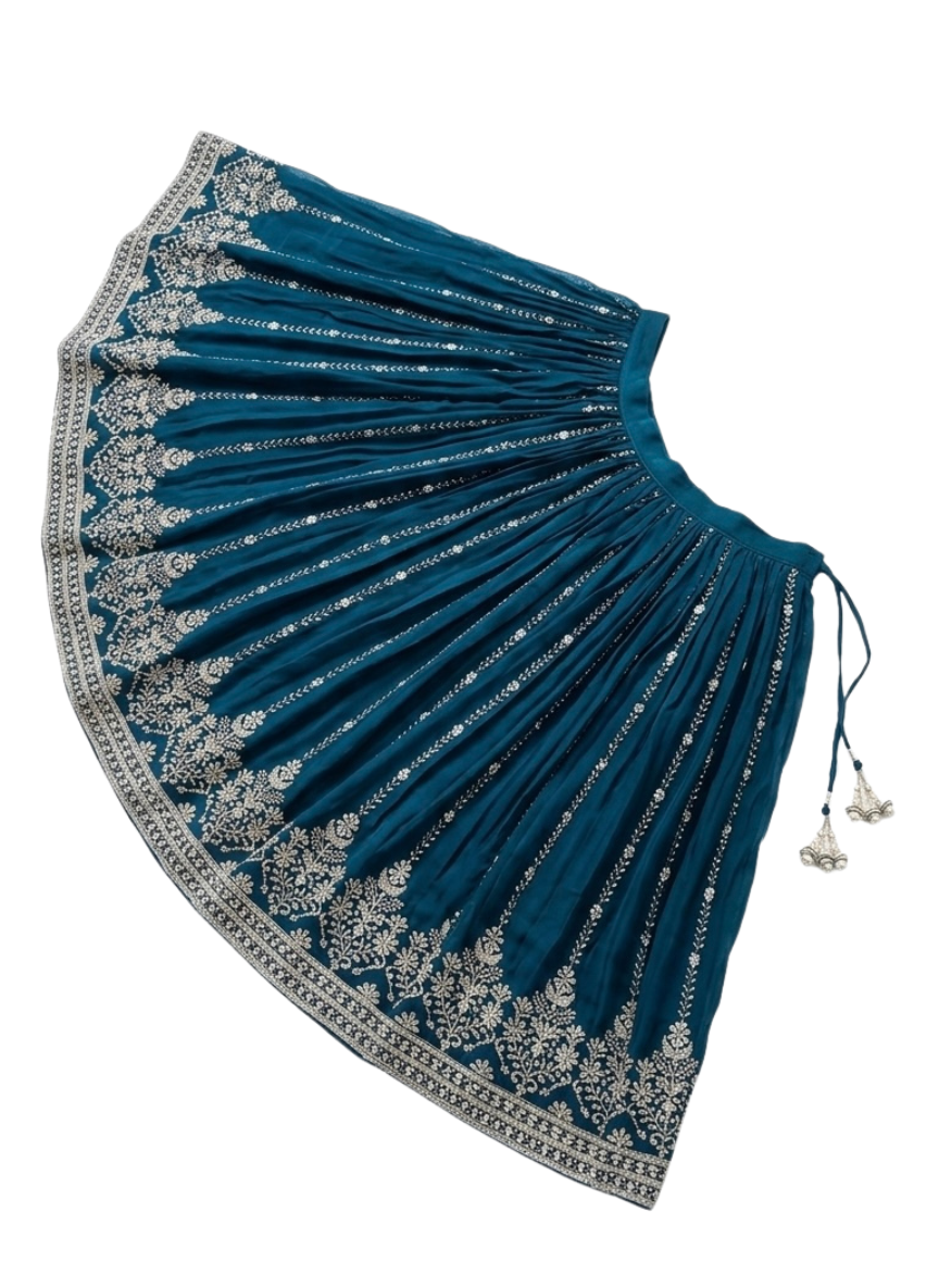 Teal Ethnic Lehenga Set (5–9 Years)