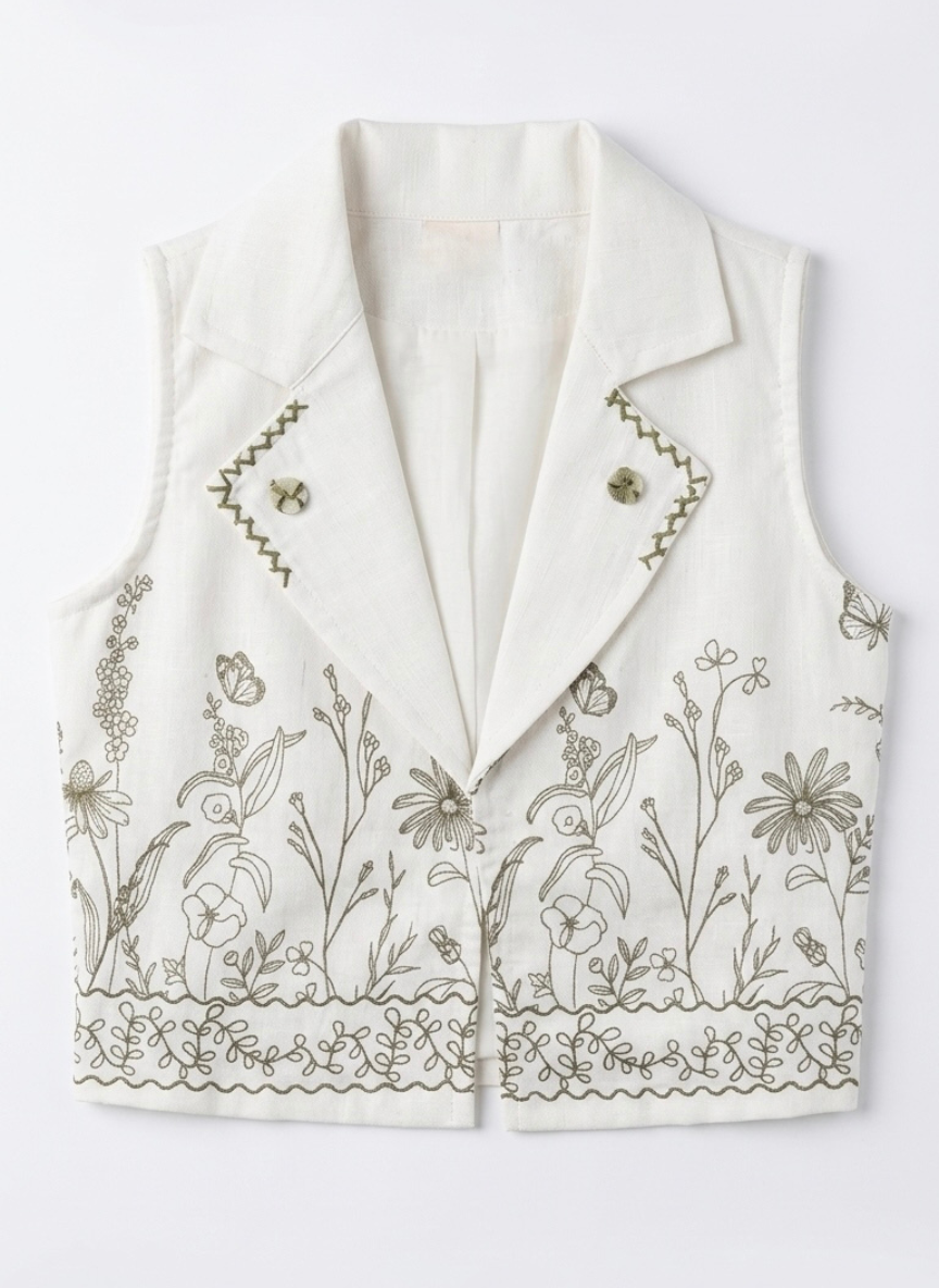 White Cotton Linen Co-ord Set
