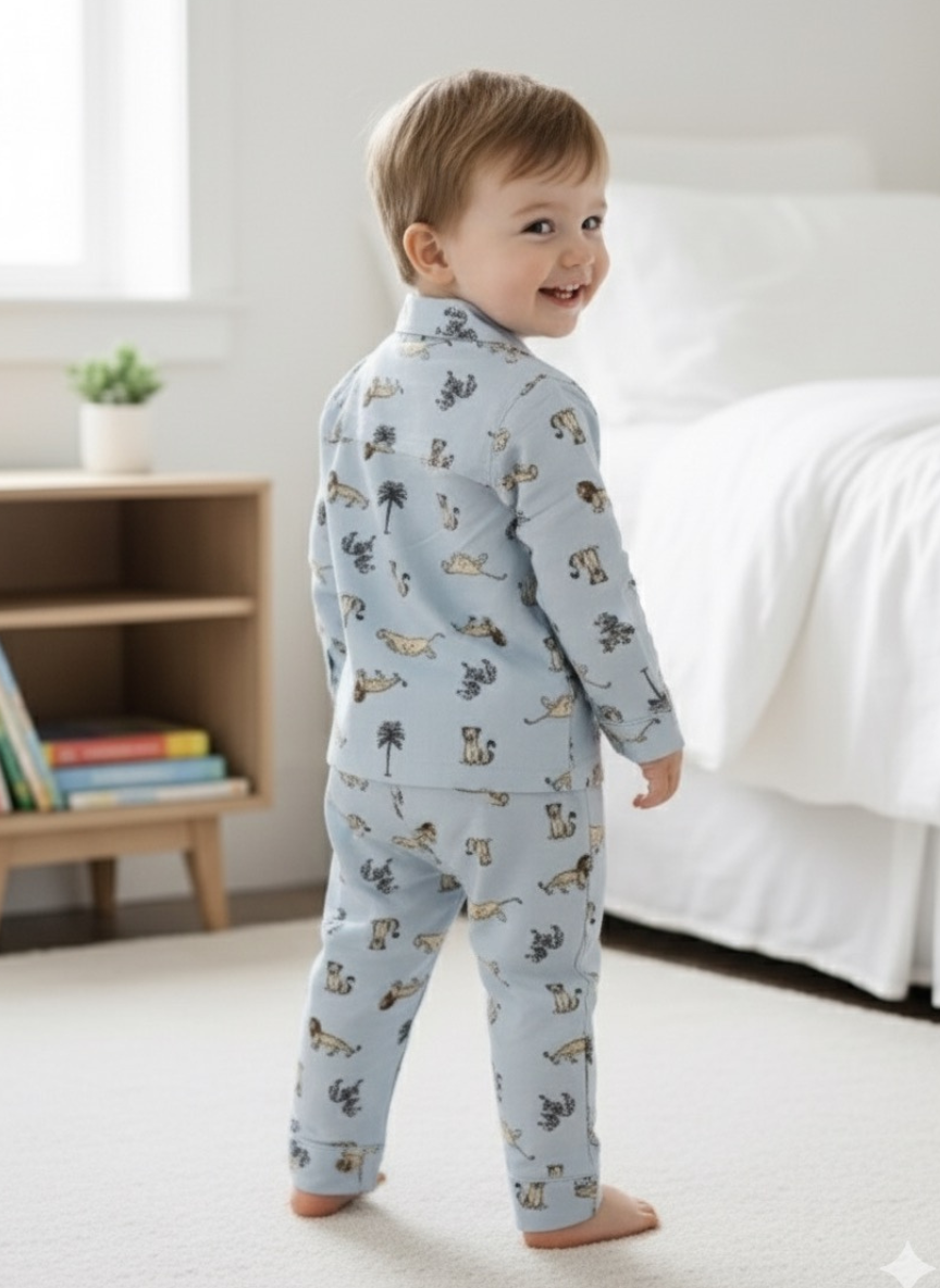 Boys Light Blue Cotton Night Suit