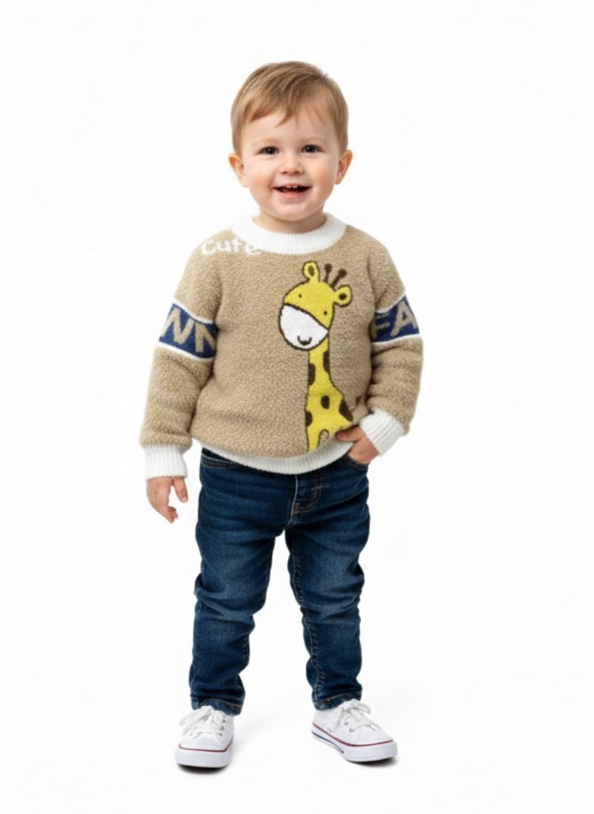 Hair Beige Fur Winter Sweater for Kids