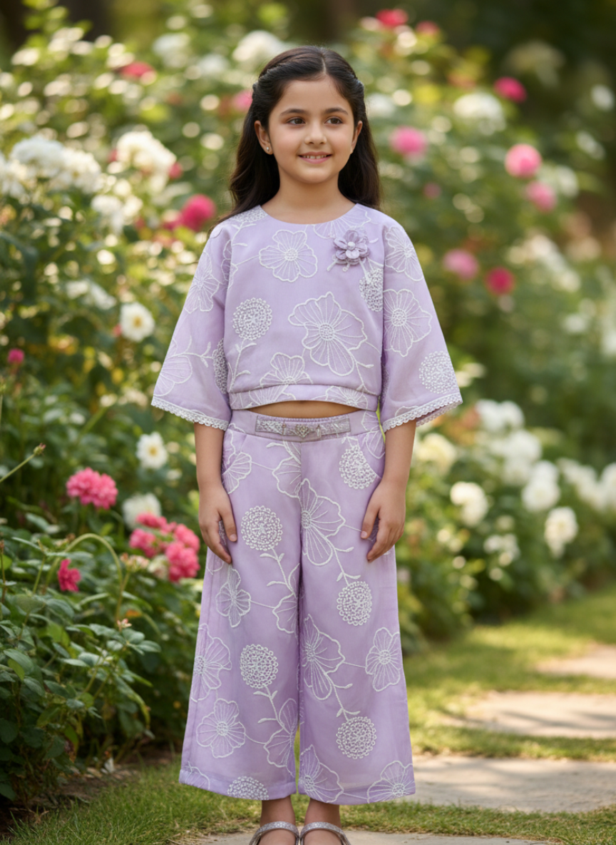 Lavender Embroidered Co-Ord Set