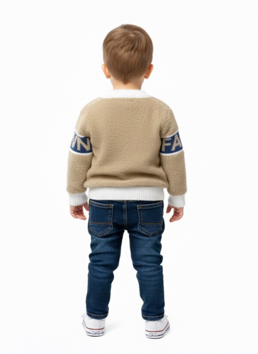 Hair Beige Fur Winter Sweater for Kids