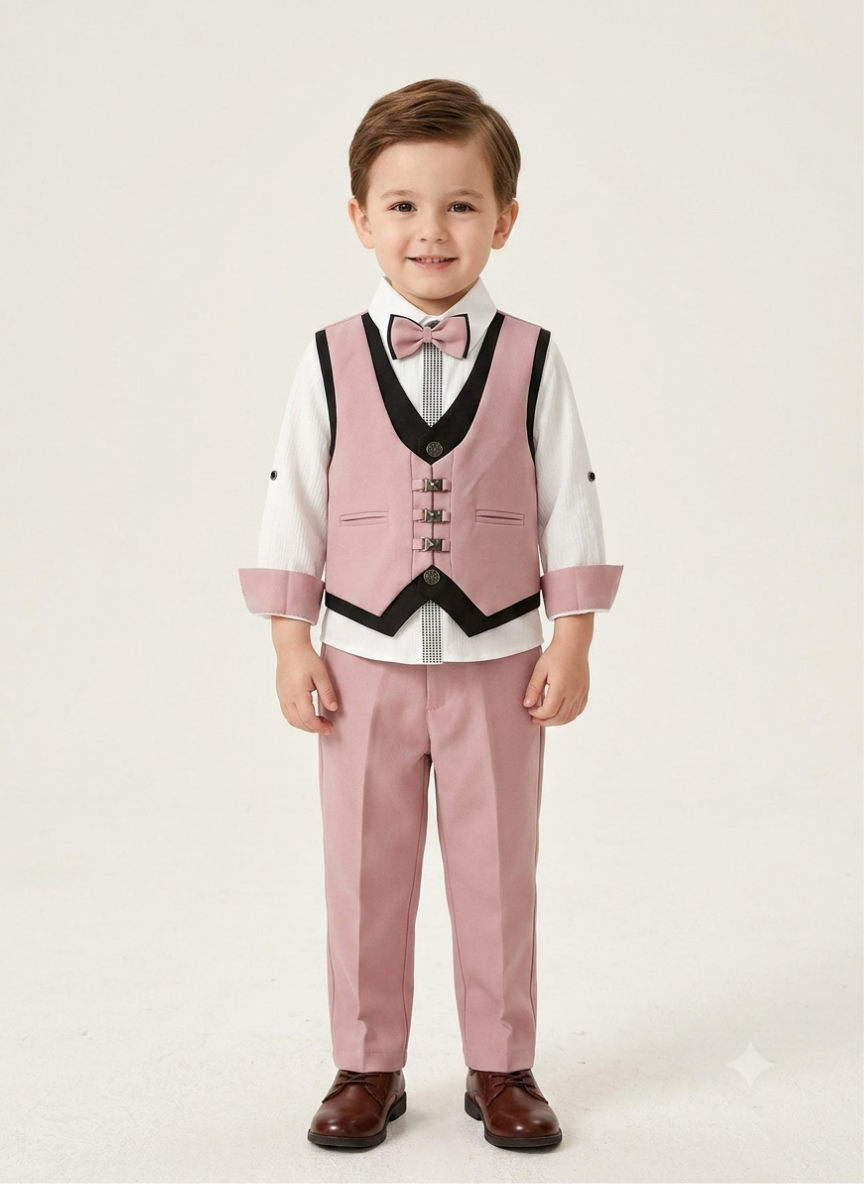 Boys Pink Waistcoat Set