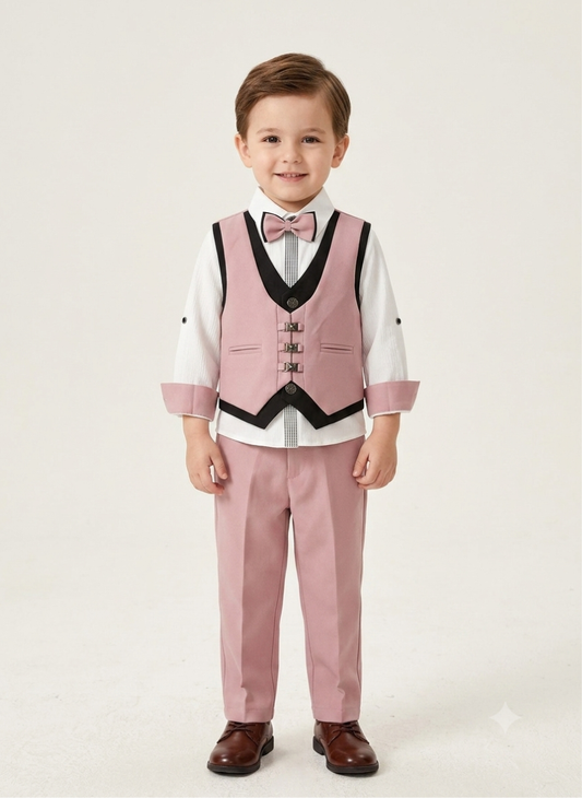 Boys Pink Waistcoat Set
