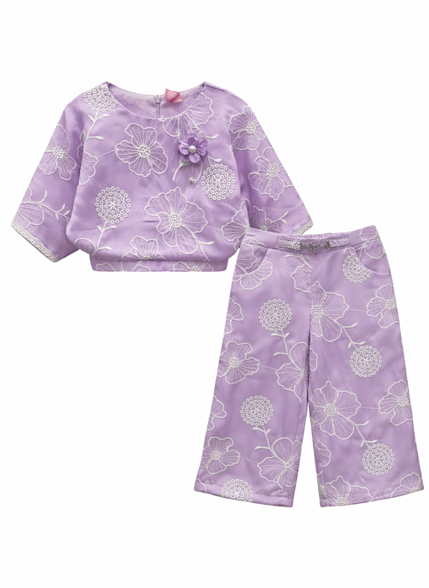 Lavender Embroidered Co-Ord Set