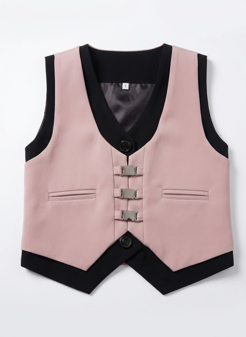 Boys Pink Waistcoat Set
