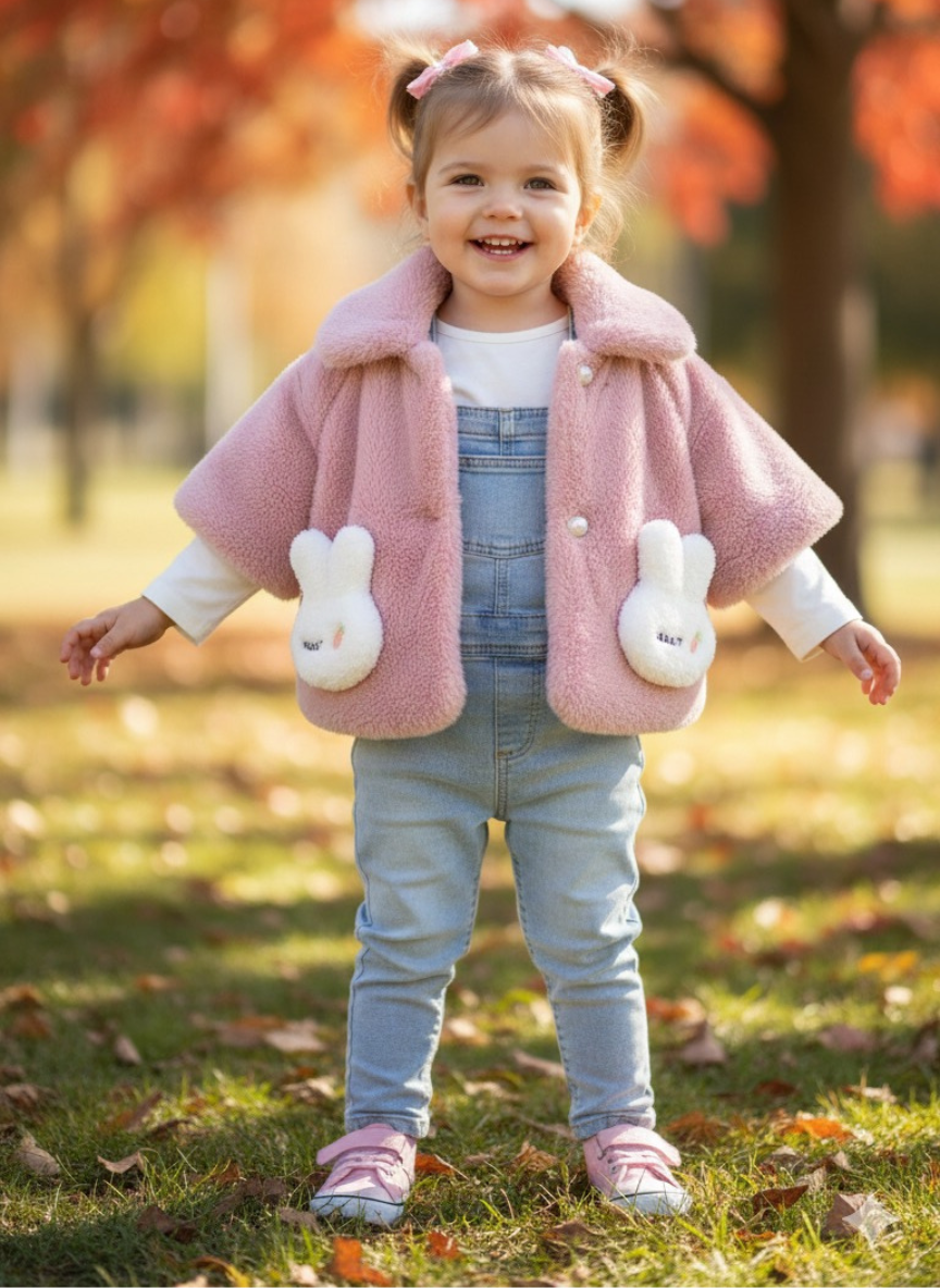 Rabbit Pink Fur Winter Jacket for Babies