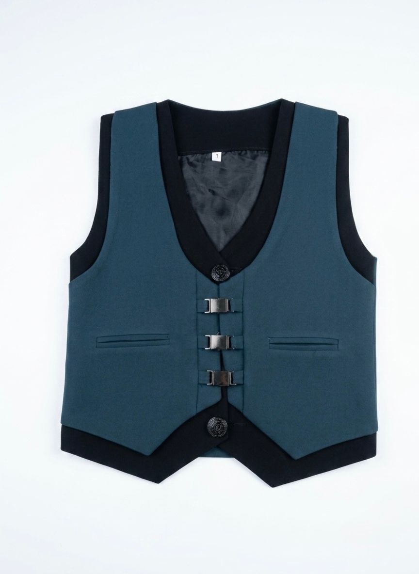 Boys Teal Blue Waistcoat Set