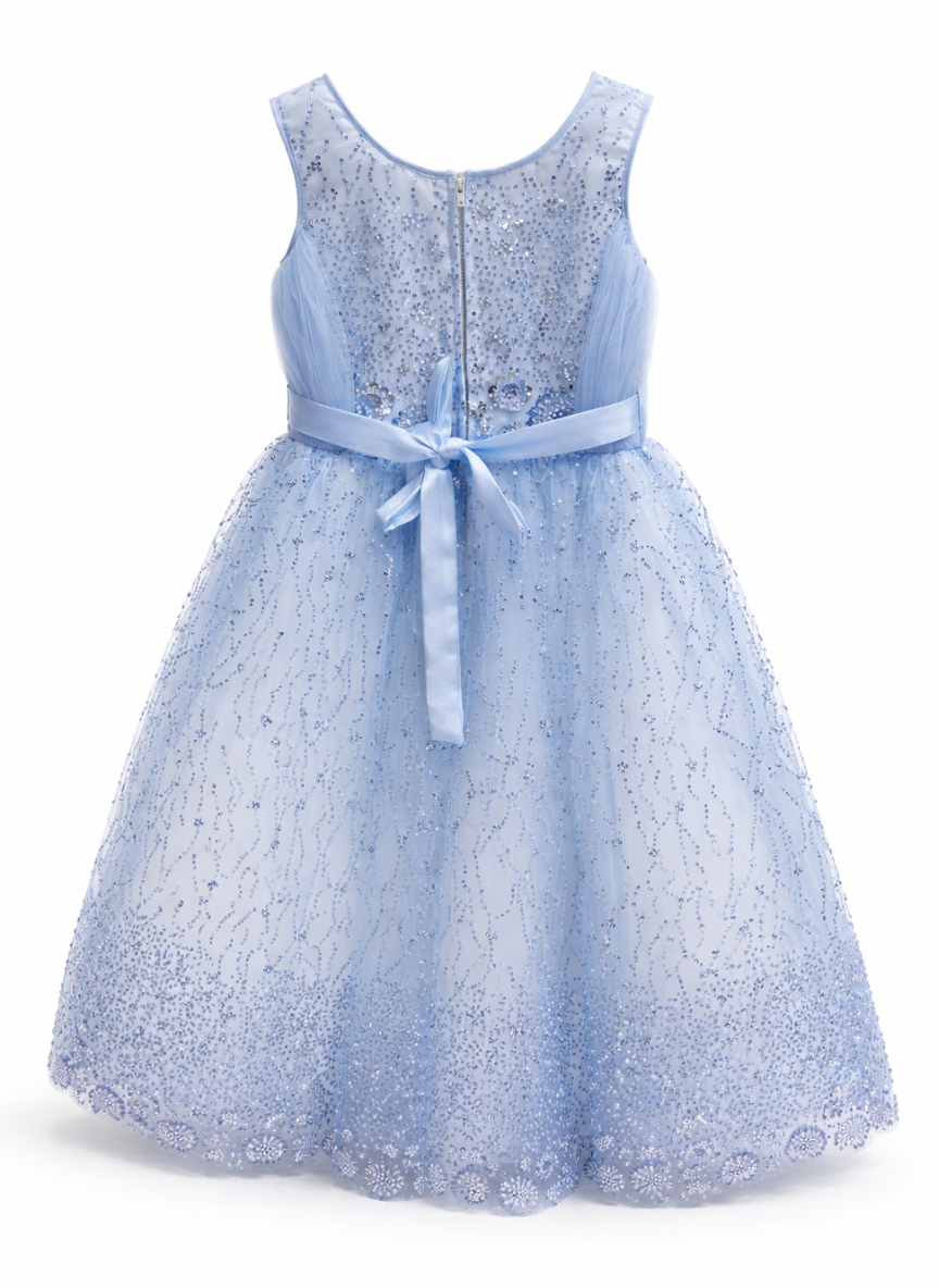Girls Powder Blue Party Gown (5–8 Years)
