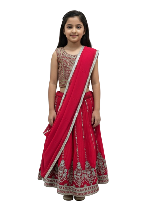 Red Ethnic Lehenga Set (2–3 Years)