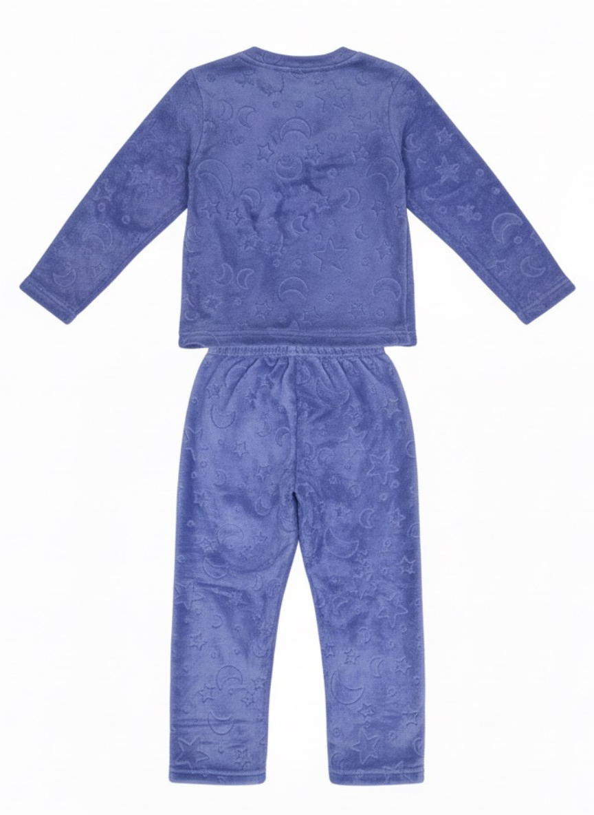 Blue Velvet Night Suit Set for Kids