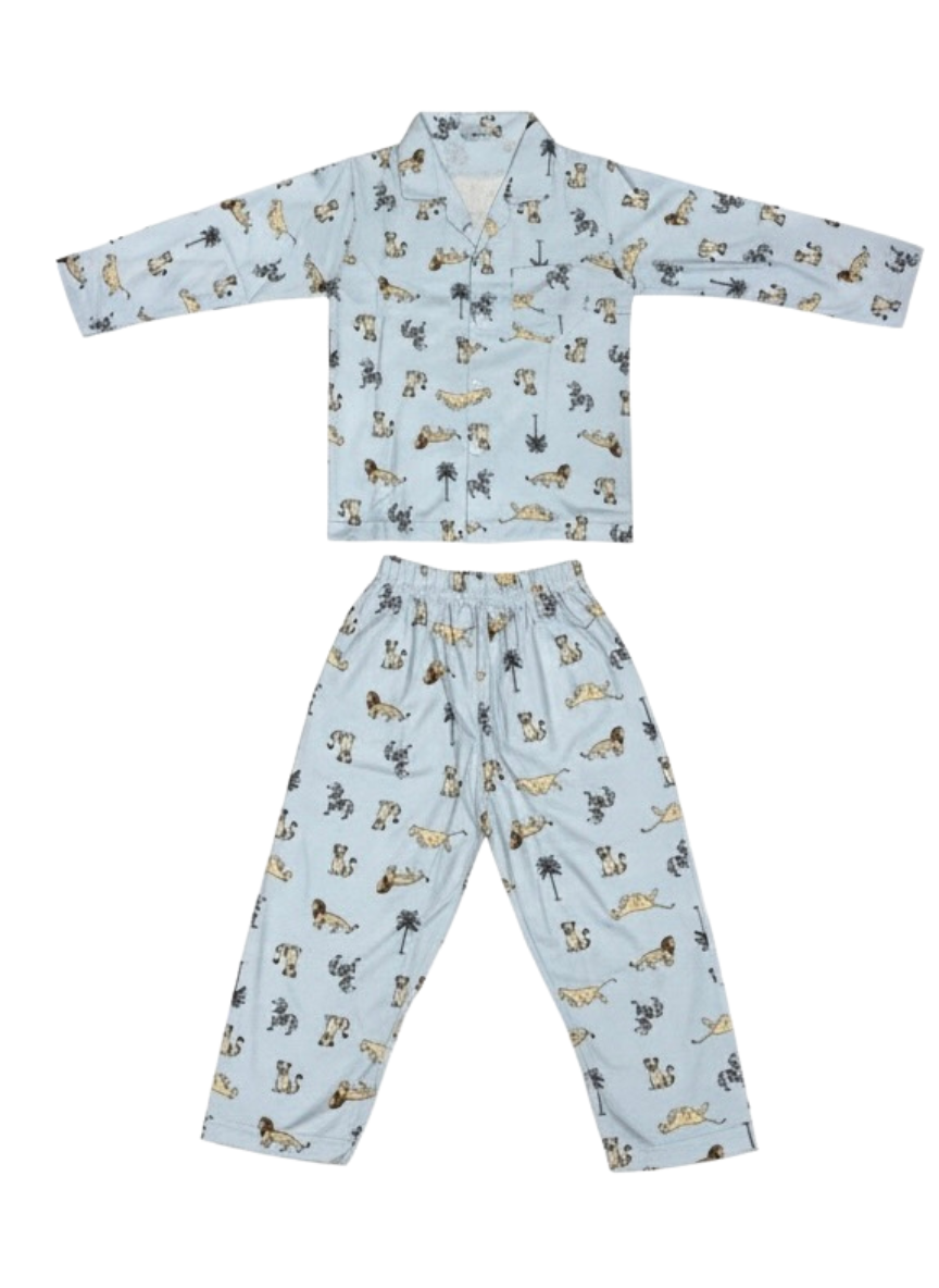 Boys Light Blue Cotton Night Suit