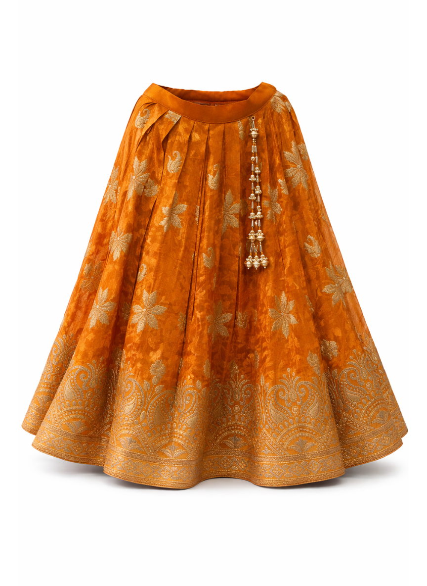 Orange Ethnic Lehenga Set (5–9 Years)