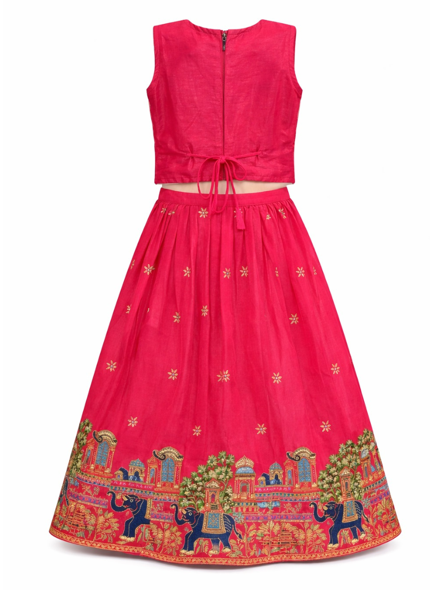 Pink Jaipuri Lehenga Set (5–7 Years)