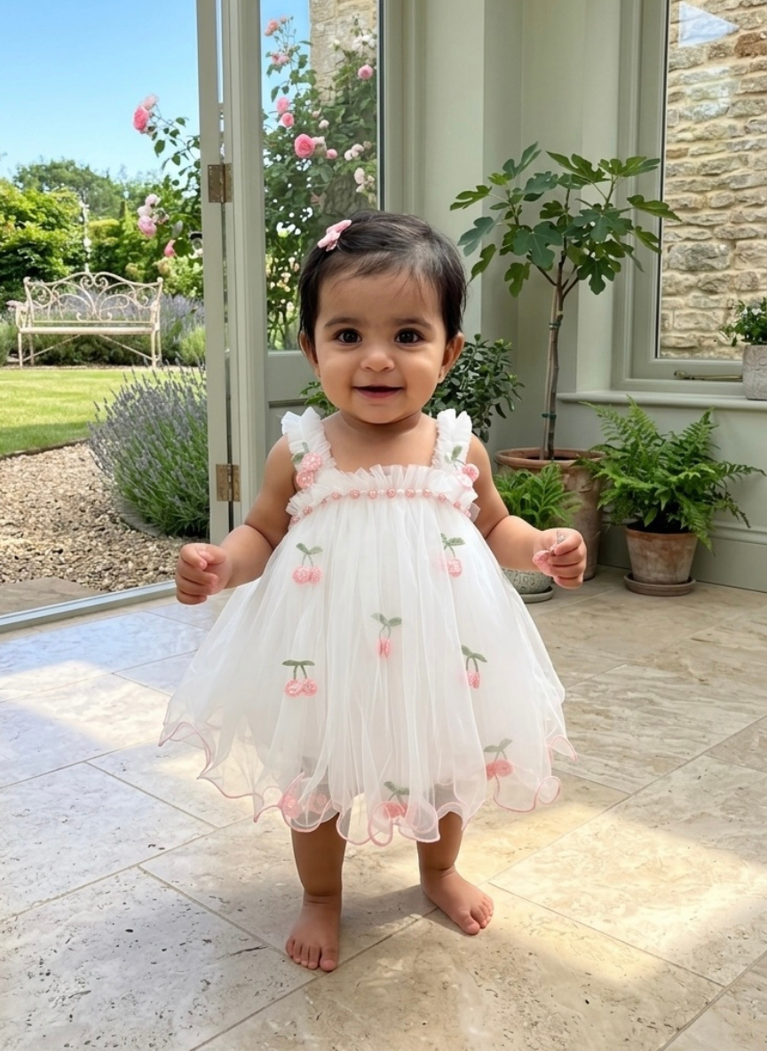 White Net Party Dress (0-6M)