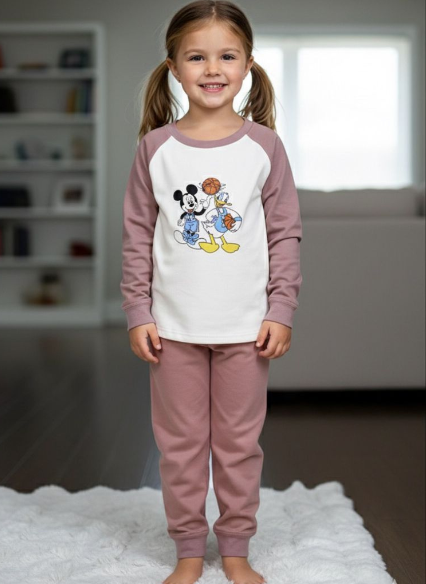 Mickey Mouse Dark Pink Fleece Co-Ord Set for Kids
