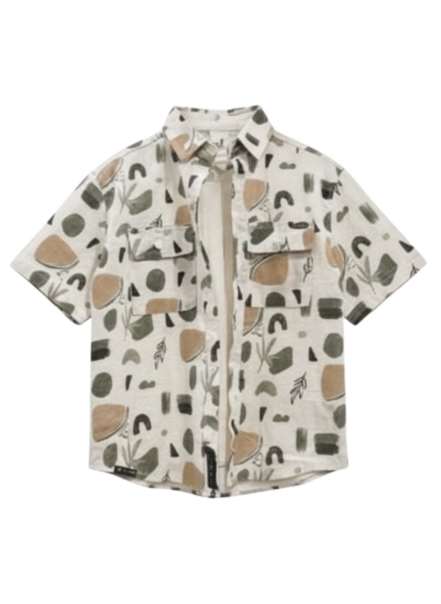 Boys Beige 3-Piece Cotton Co-Ord Set