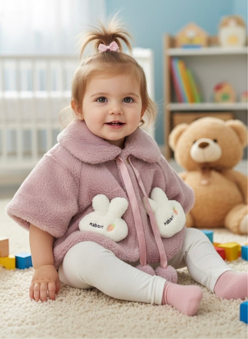 Rabbit Purple Fur Winter Jacket for Babies