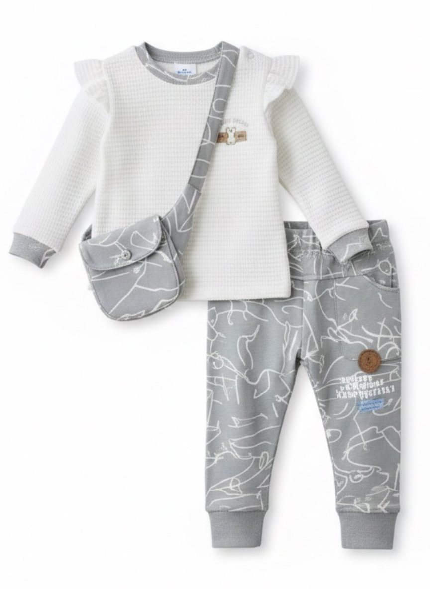 Kids Top & Trousers Fleece Set with Purse