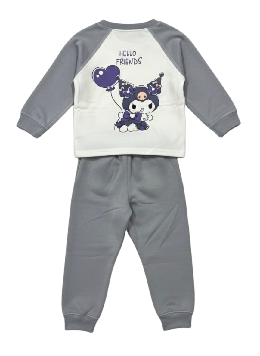 Labubu Grey Fleece Co-Ord Set for Kids